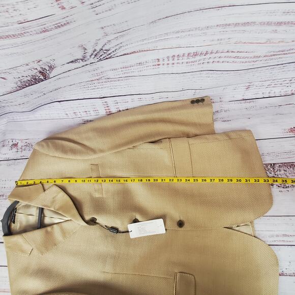 Sergio Valentino Men's Sport Coat Blazer Suit Jacket Tan Silk Wool Blend NWT 44 - Picture 13 of 15
